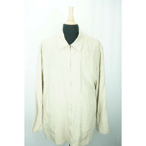 Cortigiani Light Khaki Brown Beige Lightweight Cotton Ramie Blend Coat 60 Italy